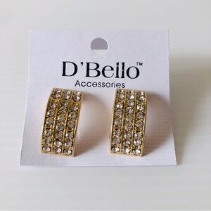 D'Bello Accessories Gold Faux Crystal Earrings Formal Elegant Classy